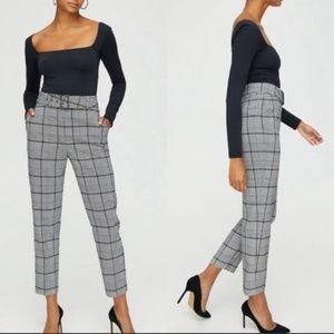 Aritzia Babaton Atelier Walker Check plaid Houndstooth belted pant Size 4